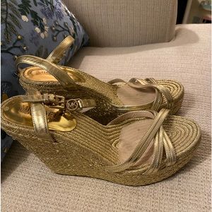 Michael Kors gold wedges